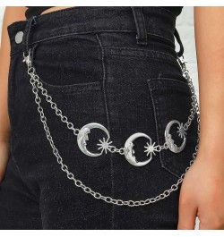 Punk Layered Pants Chain Sliver Moon Sun Jeans Chains Goth Pocket Chain for Women and Girls $8.20 Body Jewelry