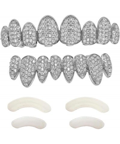 Gold Grillz Iced Out CZ Diamond Top & Bottom Set Grill 24K Gold Plated Macro Pave Teeth Grills - Extra Molding Bars Included ...