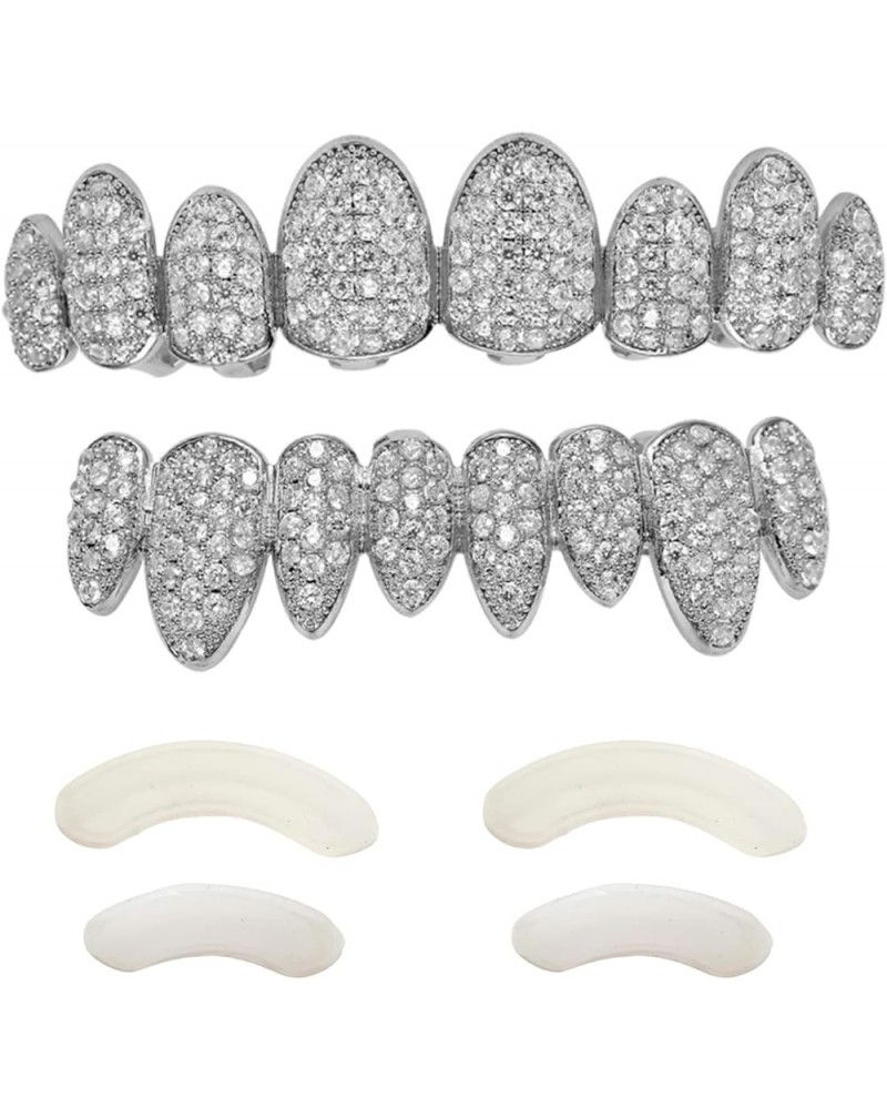 Gold Grillz Iced Out CZ Diamond Top & Bottom Set Grill 24K Gold Plated Macro Pave Teeth Grills - Extra Molding Bars Included ...