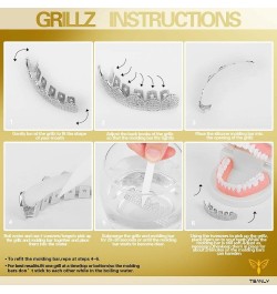 Gold Grillz Iced Out CZ Diamond Top & Bottom Set Grill 24K Gold Plated Macro Pave Teeth Grills - Extra Molding Bars Included ...