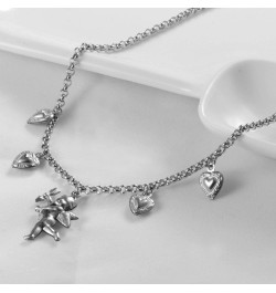 Angel Cupid Chain Necklace Steel Stainless Angel Baby Wing Love Heart Bell Clavicle Choker Necklace for Women Girls Men Boys ...