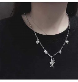 Angel Cupid Chain Necklace Steel Stainless Angel Baby Wing Love Heart Bell Clavicle Choker Necklace for Women Girls Men Boys ...