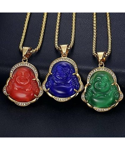 Laughing Buddha Necklace, Lucky Budda Necklace Jade Buddha Necklace Cubic-Zirconia Green Buddha Necklace Buddah Necklaces for...