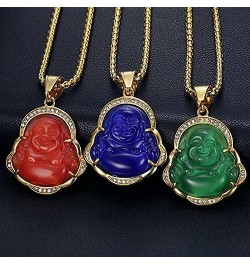 Laughing Buddha Necklace, Lucky Budda Necklace Jade Buddha Necklace Cubic-Zirconia Green Buddha Necklace Buddah Necklaces for...