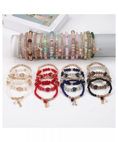 6 Set Bohemian Stretch Bracelet for Women Girls Stackable Multilayered Beads Chain Bracelets Sets Multi-color Boho Butterfly ...