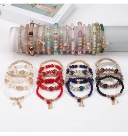 6 Set Bohemian Stretch Bracelet for Women Girls Stackable Multilayered Beads Chain Bracelets Sets Multi-color Boho Butterfly ...