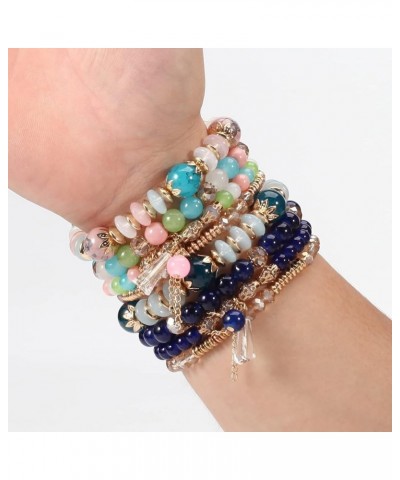 6 Set Bohemian Stretch Bracelet for Women Girls Stackable Multilayered Beads Chain Bracelets Sets Multi-color Boho Butterfly ...