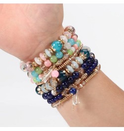 6 Set Bohemian Stretch Bracelet for Women Girls Stackable Multilayered Beads Chain Bracelets Sets Multi-color Boho Butterfly ...