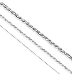 Yellow Gold or Rhodium Plated Sterling Silver 1.4mm-5.0mm Twist Rope Chain Necklace for Women Men, 16-28 inches 28.0 Inches r...