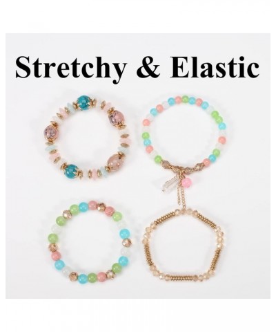 6 Set Bohemian Stretch Bracelet for Women Girls Stackable Multilayered Beads Chain Bracelets Sets Multi-color Boho Butterfly ...