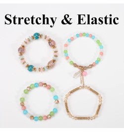 6 Set Bohemian Stretch Bracelet for Women Girls Stackable Multilayered Beads Chain Bracelets Sets Multi-color Boho Butterfly ...