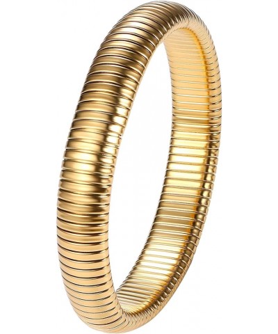 Women's Elastic Bangle Bracelets: Stainless Steel Gold Chunky Wristband Bracelets Gold - 12mm $9.17 Bracelets