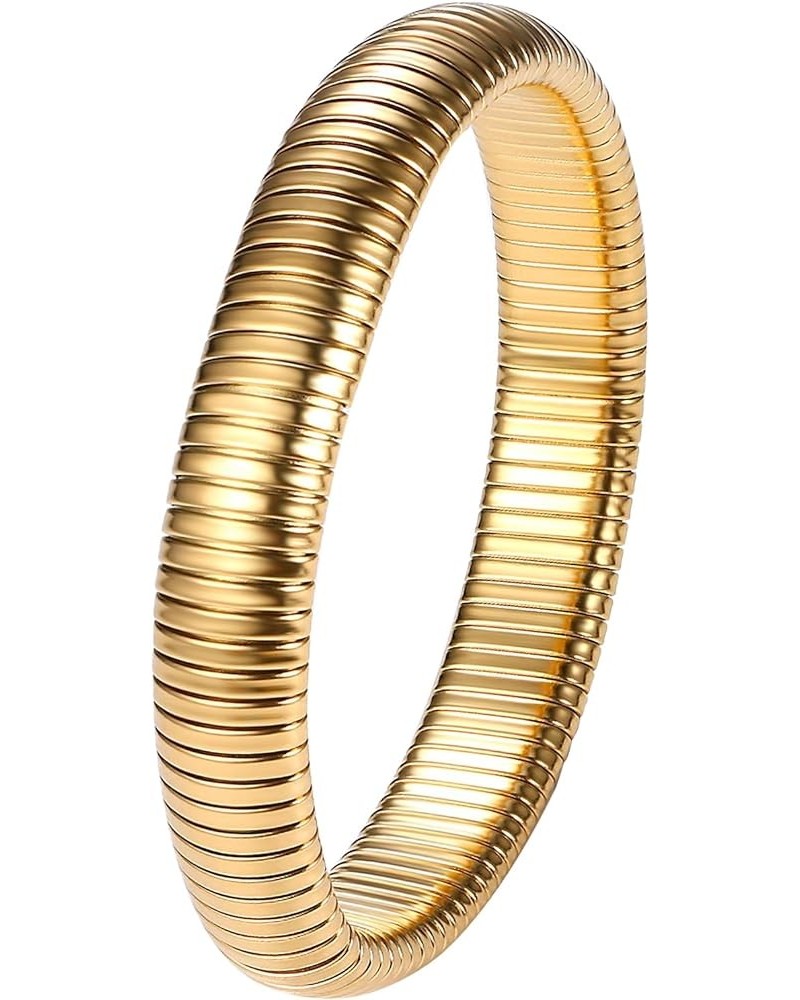 Women's Elastic Bangle Bracelets: Stainless Steel Gold Chunky Wristband Bracelets Gold - 12mm $9.17 Bracelets