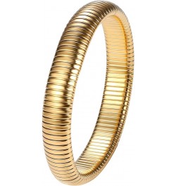 Women's Elastic Bangle Bracelets: Stainless Steel Gold Chunky Wristband Bracelets Gold - 12mm $9.17 Bracelets