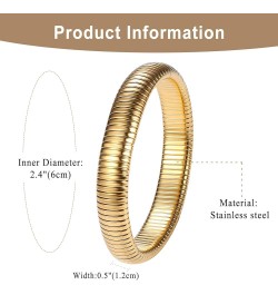 Women's Elastic Bangle Bracelets: Stainless Steel Gold Chunky Wristband Bracelets Gold - 12mm $9.17 Bracelets