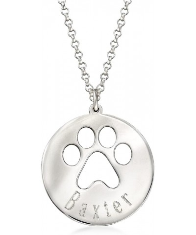 Sterling Silver Personalized Paw Print Pendant Necklace 18-inch (Initial) $39.96 Necklaces