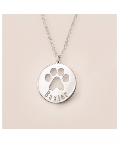 Sterling Silver Personalized Paw Print Pendant Necklace 18-inch (Initial) $39.96 Necklaces