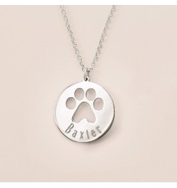 Sterling Silver Personalized Paw Print Pendant Necklace 18-inch (Initial) $39.96 Necklaces