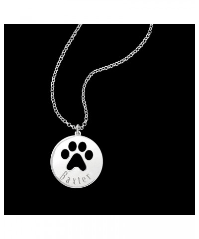 Sterling Silver Personalized Paw Print Pendant Necklace 18-inch (Initial) $39.96 Necklaces