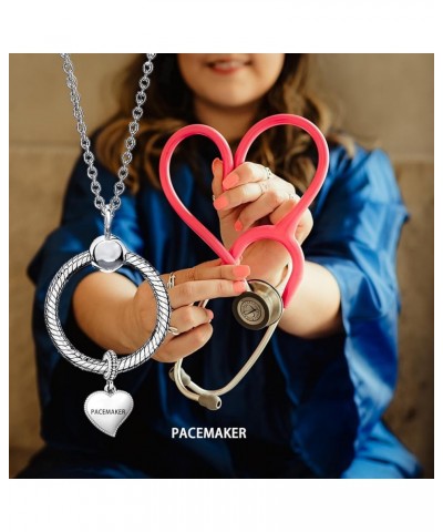 Nurse Doctor Stethoscope Cap Heart Cubic Zirconia Dangle Charm for Pandoa Bracelet PACEMAKER $7.50 Bracelets