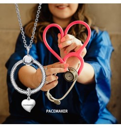 Nurse Doctor Stethoscope Cap Heart Cubic Zirconia Dangle Charm for Pandoa Bracelet PACEMAKER $7.50 Bracelets