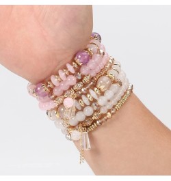 6 Set Bohemian Stretch Bracelet for Women Girls Stackable Multilayered Beads Chain Bracelets Sets Multi-color Boho Butterfly ...