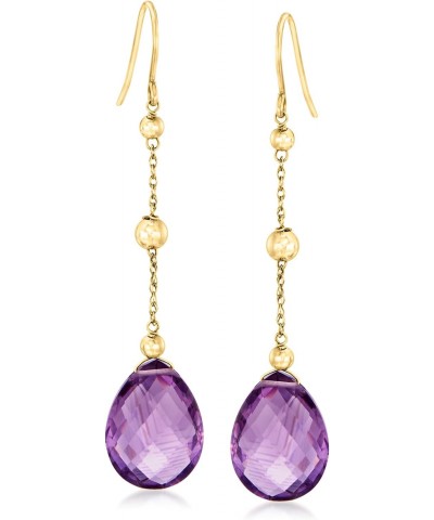 16.00 ct. t.w. Amethyst Drop Earrings With Bead Stations in 14kt Yellow Gold $70.00 Earrings