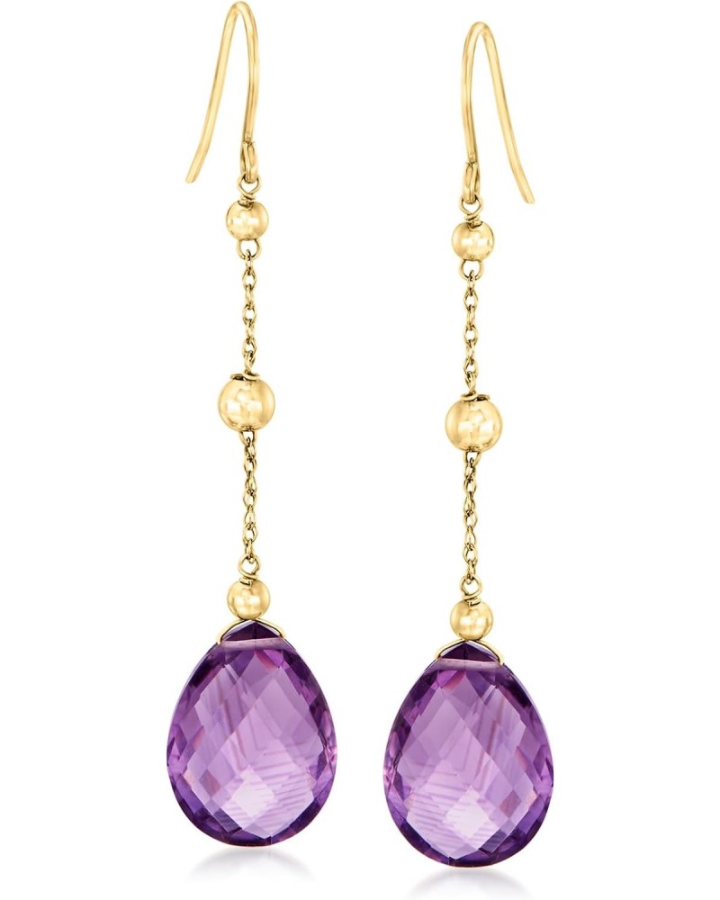 16.00 ct. t.w. Amethyst Drop Earrings With Bead Stations in 14kt Yellow Gold $70.00 Earrings