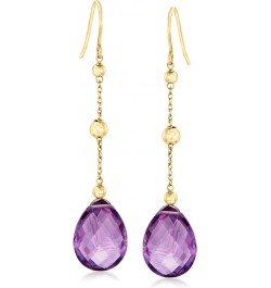 16.00 ct. t.w. Amethyst Drop Earrings With Bead Stations in 14kt Yellow Gold $70.00 Earrings