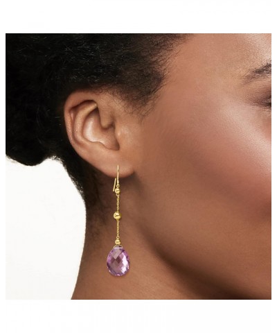 16.00 ct. t.w. Amethyst Drop Earrings With Bead Stations in 14kt Yellow Gold $70.00 Earrings