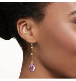 16.00 ct. t.w. Amethyst Drop Earrings With Bead Stations in 14kt Yellow Gold $70.00 Earrings