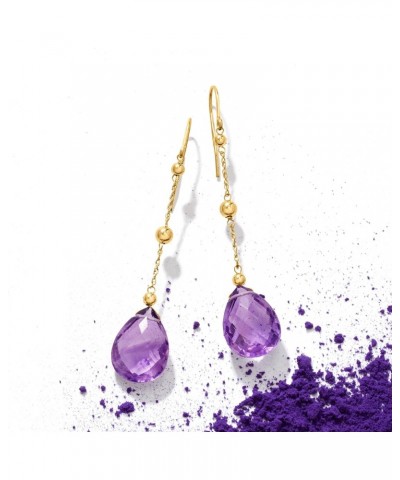 16.00 ct. t.w. Amethyst Drop Earrings With Bead Stations in 14kt Yellow Gold $70.00 Earrings