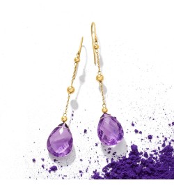 16.00 ct. t.w. Amethyst Drop Earrings With Bead Stations in 14kt Yellow Gold $70.00 Earrings