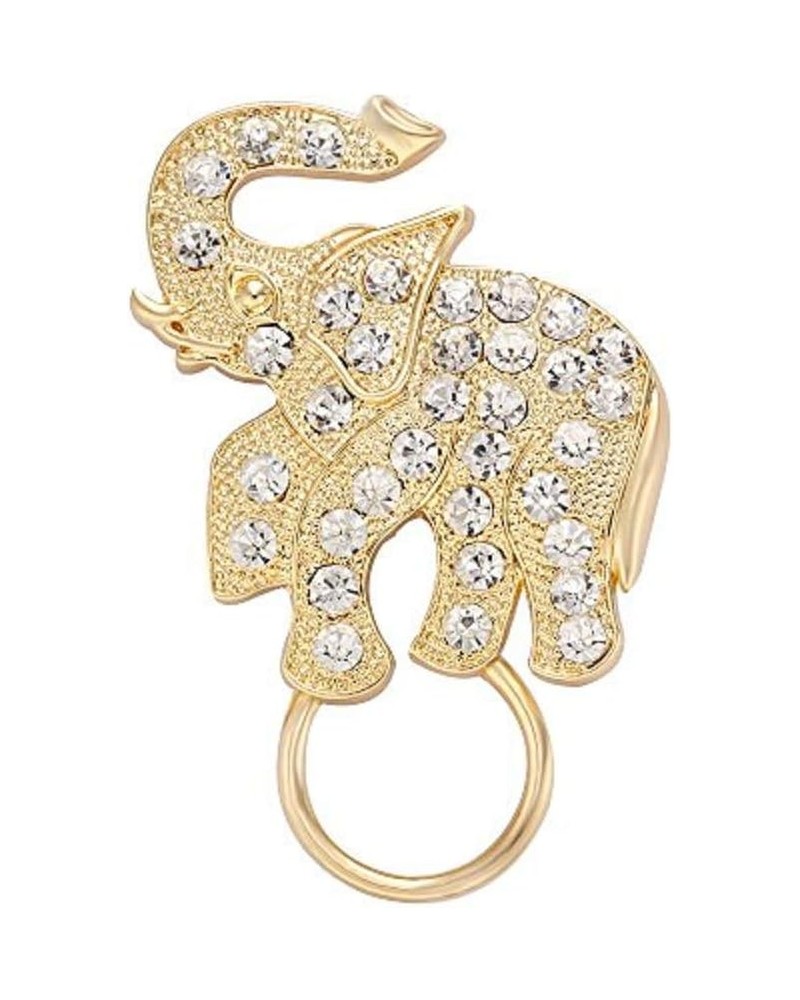 Fashion Antique Gold Crystal Elephant Brooch Pin Magnetic Eyeglass Holder gold $10.13 Brooches & Pins