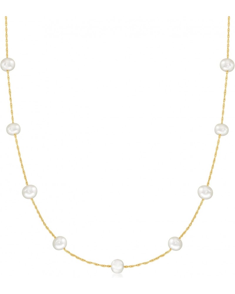 5-5.5mm Cultured Pearl Station Necklace in 14kt Yellow Gold. 16 inches $41.54 Necklaces