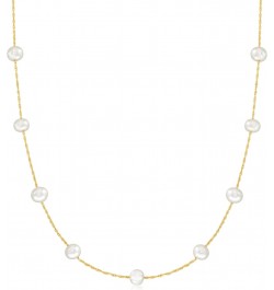 5-5.5mm Cultured Pearl Station Necklace in 14kt Yellow Gold. 16 inches $41.54 Necklaces