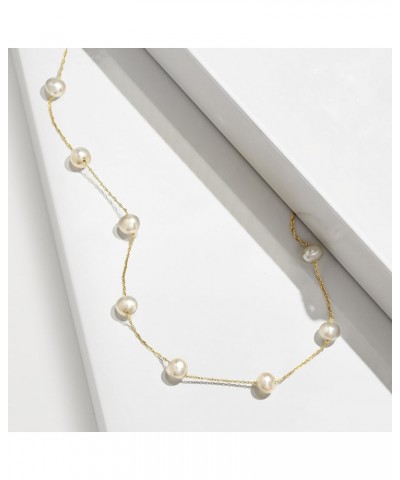 5-5.5mm Cultured Pearl Station Necklace in 14kt Yellow Gold. 16 inches $41.54 Necklaces