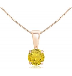 Natural Yellow Sapphire Solitaire Pendant Necklace for Women, Girls in 14K Solid Gold/Platinum/Sterling Silver | September Bi...