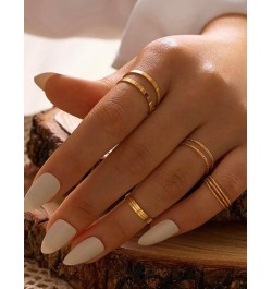 14k Gold Rings Set for Women, 10pcs Minimalist Gold Rings Wedding Band Set Engagement Band Stackable $10.79 Rings