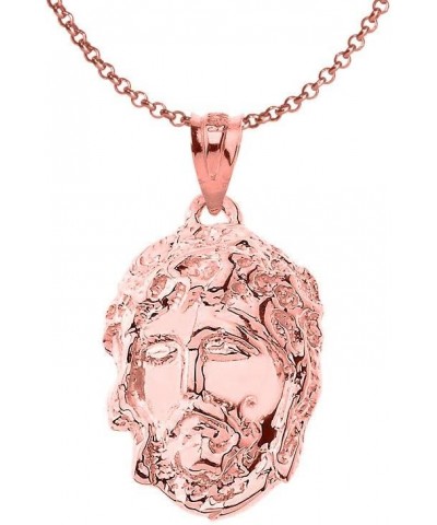 10K Genuine Real Karat Yellow Gold Jesus Face Pendant Necklace Jewelry with Chain Rose Gold 16.0 Inches $56.09 Necklaces