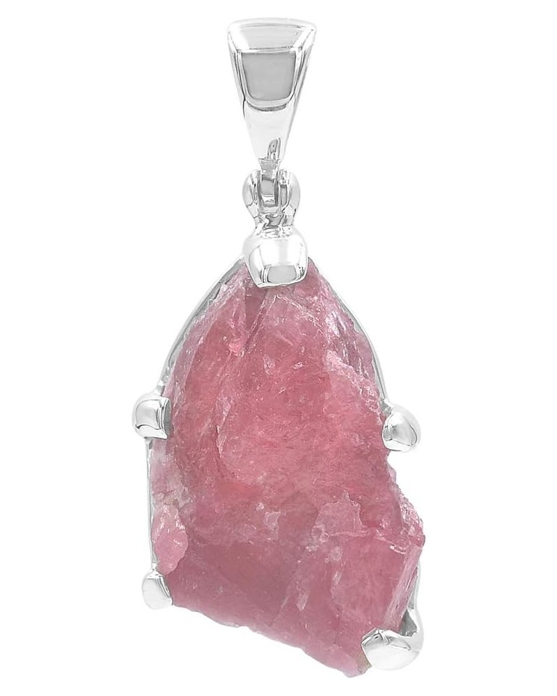 Rough Gemstone Sterling Silver Pendants - Medium Rhodonite $39.48 Necklaces