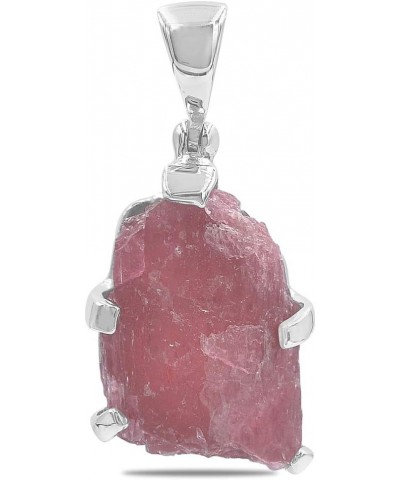 Rough Gemstone Sterling Silver Pendants - Medium Rhodonite $39.48 Necklaces