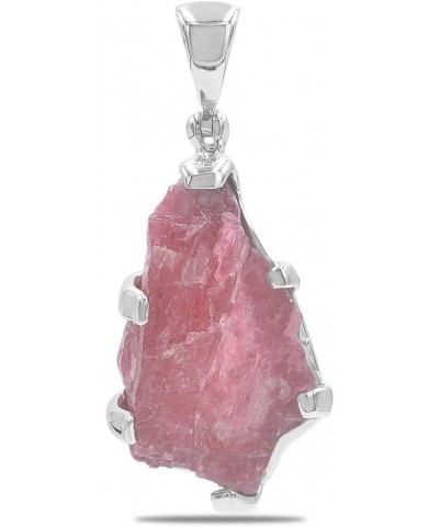 Rough Gemstone Sterling Silver Pendants - Medium Rhodonite $39.48 Necklaces