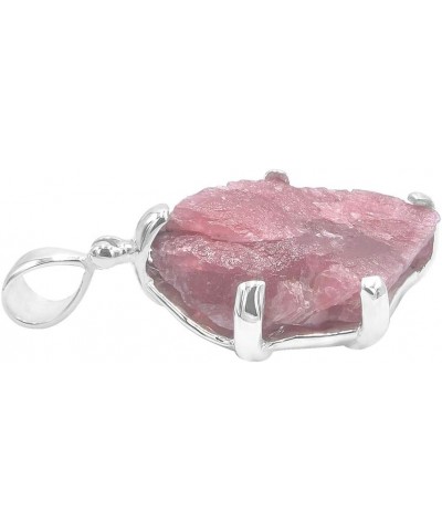 Rough Gemstone Sterling Silver Pendants - Medium Rhodonite $39.48 Necklaces