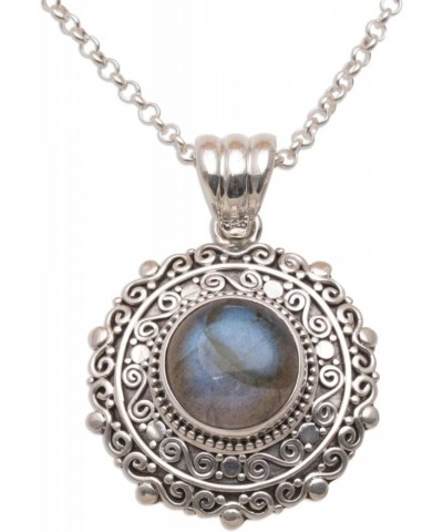 Handmade .925 Sterling Silver Labradorite Pendant Necklace from Bali Indonesia Gemstone 'Frangipani Secrets' $29.67 Necklaces