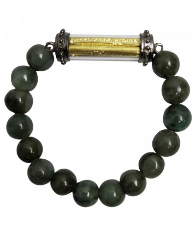 Buddha Amulet Pendant Natural Green Jade Bracelets Magic Holy for Men Women Charms Arjan Nu Kanpai Yantra 5 Rows Gold Thai Br...