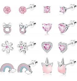 8 Pairs Hypoallergenic Screwback Earrings for Women 316L Stainless Steel Heart CZ Screw Back Earring Studs Multicolored Butte...