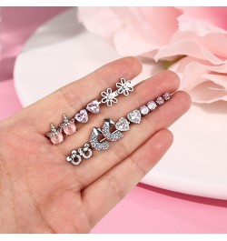 8 Pairs Hypoallergenic Screwback Earrings for Women 316L Stainless Steel Heart CZ Screw Back Earring Studs Multicolored Butte...