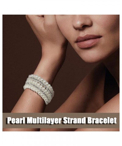 Rhinestone Stretch Bracelets for Women Shiny Bridal Stackable Bracelet Elastic Multilayer Strand Link Tennis Bracelets Set $1...