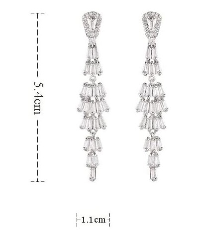 14K Gold Statement Crystal Tassel Earrings with Moissanites,Stunning Dangling Design Long Drop Earrings,Ideal Gift for Her St...